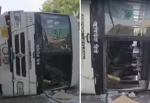 गाजियाबाद में NH-9 पर रोडवेज बस पलटने से एक की मौत 16 घायल, ड्राइवर को झपकी आने से हुआ हादसा